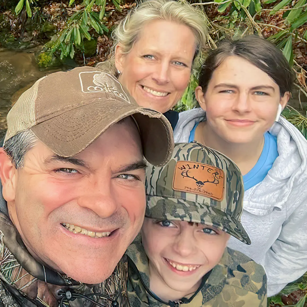 Jim Greene with his wife and two children
